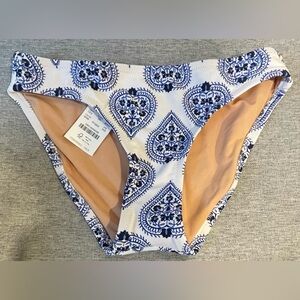 NWT J. Crew Factory Heart Paisley Bikini Bottom XXS Blue White
